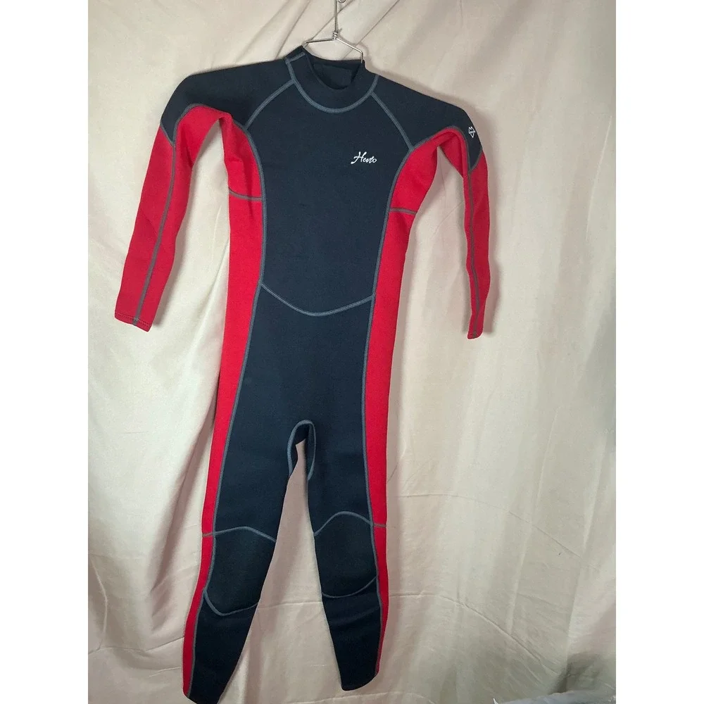 Hevto Wetsuit Kids Youth Unisex Black Red New Full Body Neoprene Thermal Surf